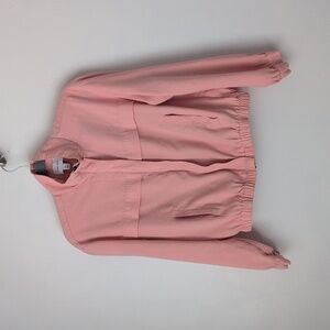 Nine West Pink Salmon Light Washed Cropped Jacket Size XS Zip Front